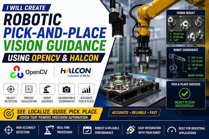 create robotic pick and place vision guidance using opencv halcon