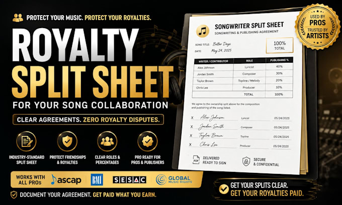 create a royalty split sheet for your song collaboration