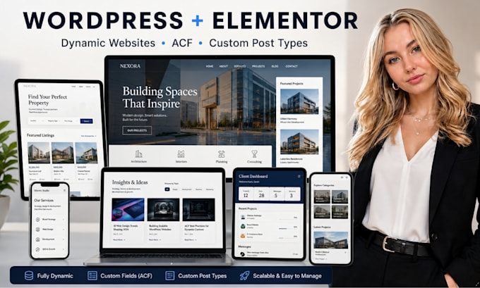 build dynamic wordpress website with elementor pro acf dynamic custom post types