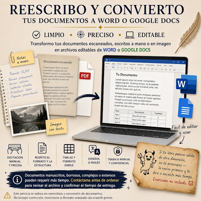 retype PDF, scanned, handwritten or image documents