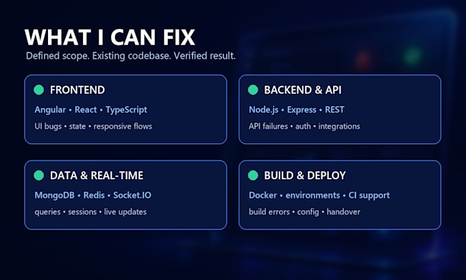 fix angular react nodejs API bugs in your saas web app
