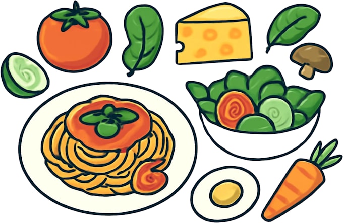 create vector food illustration for branding and digital use