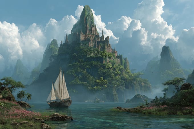 illustrate medieval fantasy and sci fi maps