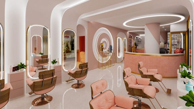make immersive beauty salon spa and wellness center with 3d rendering