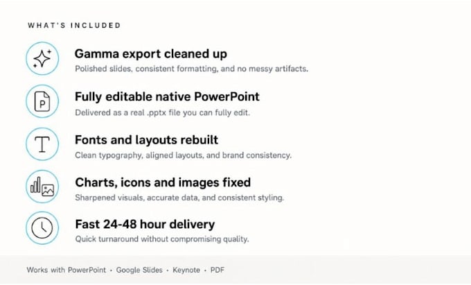 fix and convert gamma ai deck into powerpoint slide presentation