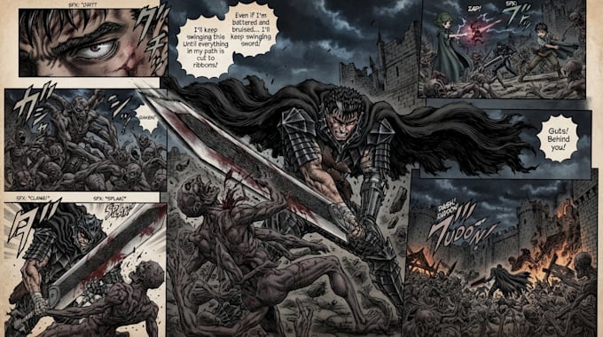 create high quality bespoke dark berserk art