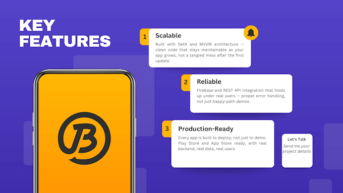 develop flutter app for android and ios with firebase backend