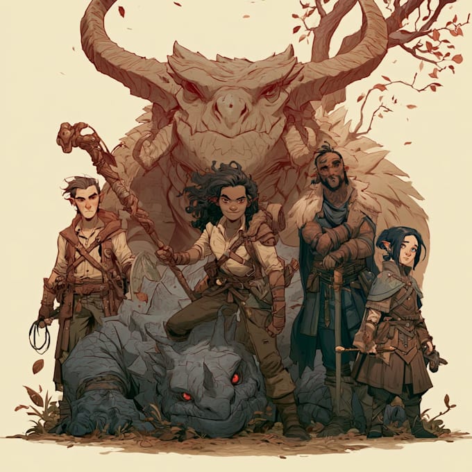 draw your dnd character or party illustration art