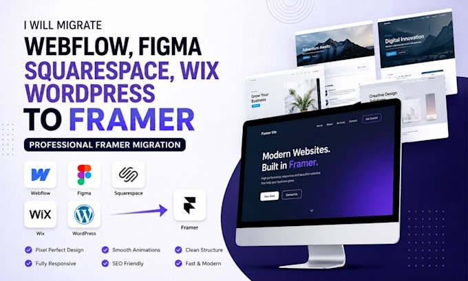 migrate webflow figma squarespace wix wordpress to framer framer migration