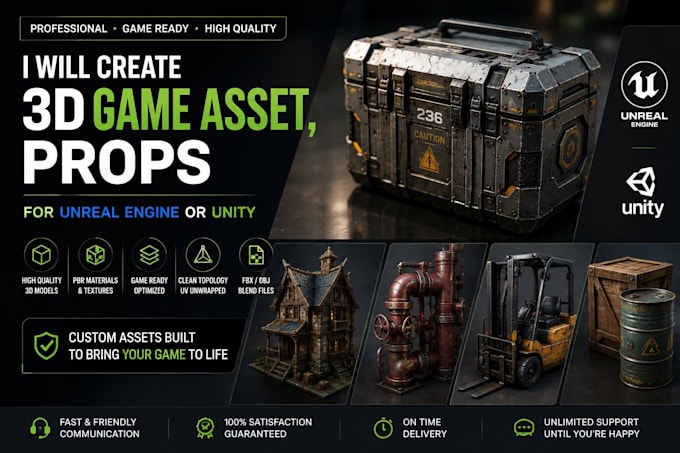 create 3d game asset, props, for unreal engine or unity