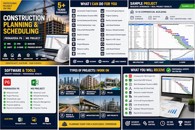 create a professional construction schedule in primavera p6
