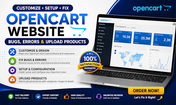 customize setup and fix opencart website bug issues errors and upload products