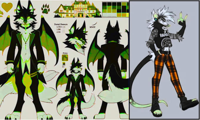 draw nsfw anthro ref sheet and furry character reference