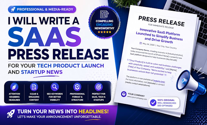 write a saas press release for your tech product launch and startup news
