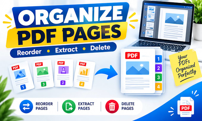 merge split PDF files, reorder, extract and organize pages
