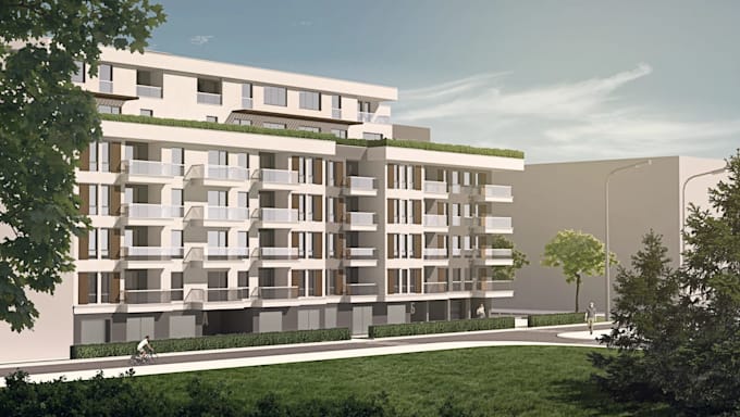 render multi storey apartment for real estate listing,residential complex design