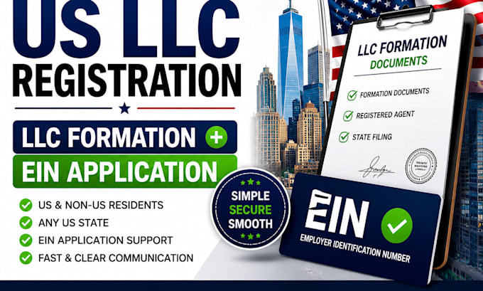 help with US llc registration, formation and ein application