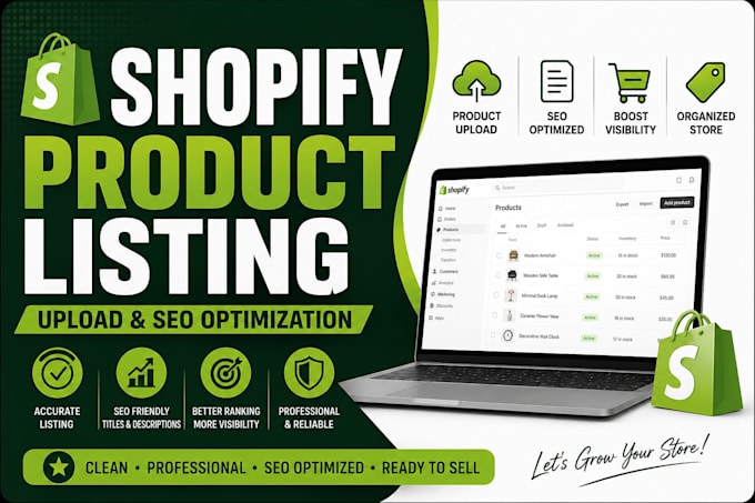 import or upload bulk products to shopify store, product listing and product SEO