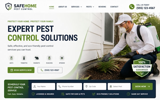 design wix pest control website exterminator termite rodent booking website