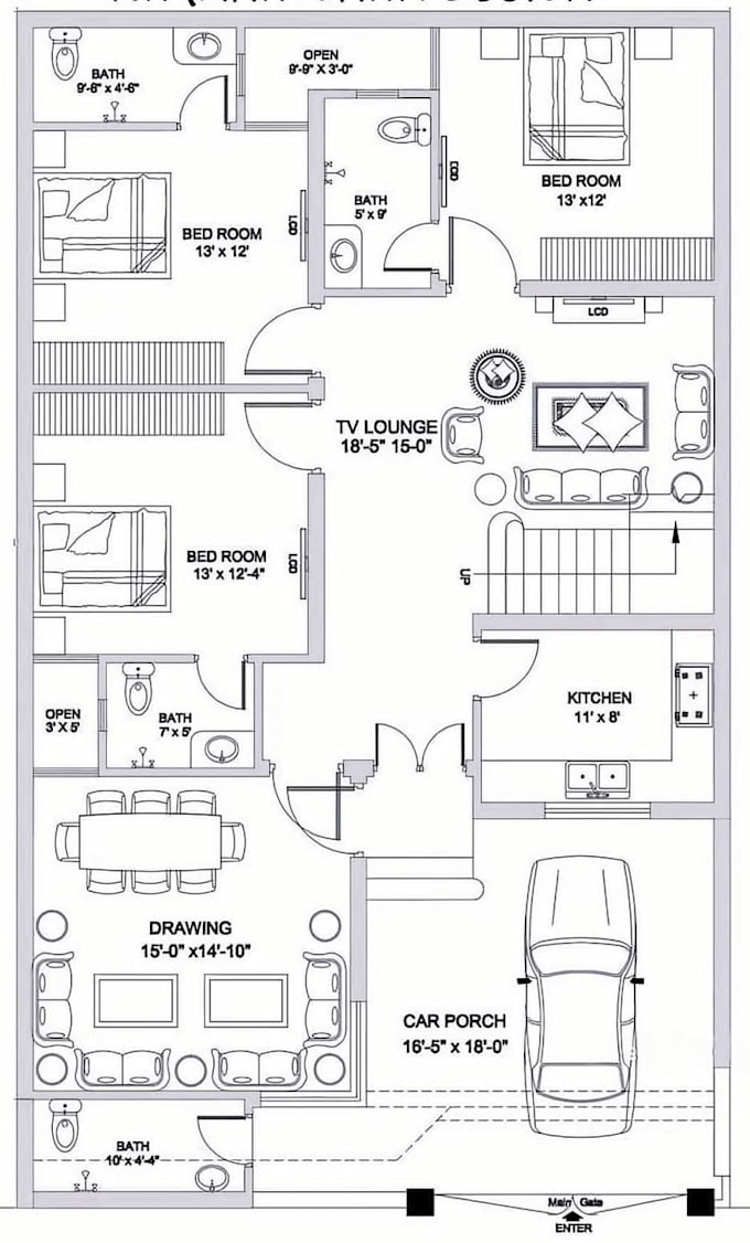 do sketchup floor plan design and 3d layout for architecture