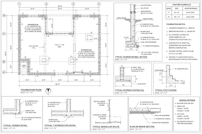 do structural framing and foundation drawings for building approval in usa