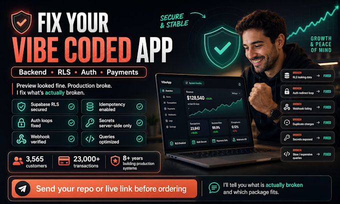 fix bugs in your lovable bolt replit base44 app supabase auth and rls