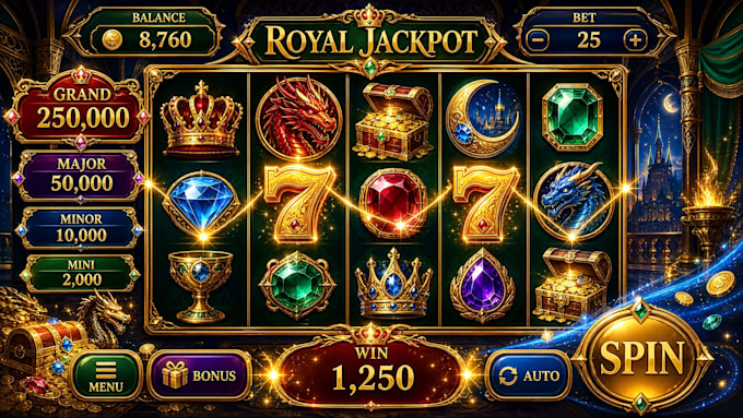 design stunning slots game ui graphic and animation