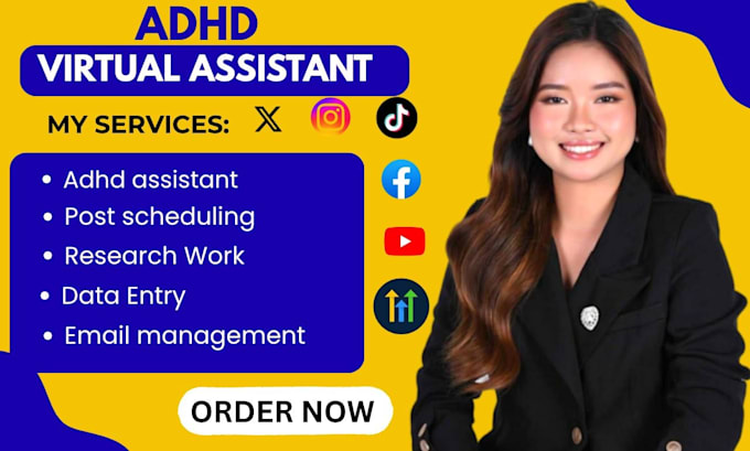 adhd personal virtual assistant social media administrative executive assistant