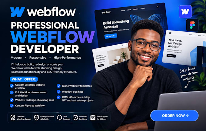 be your webflow developer for webflow design webflow website and webflow