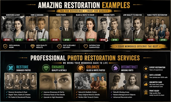 professionally restore, enhance and colorize old photos