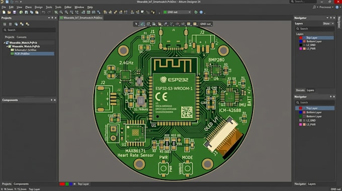 design esp32 iot pcb for wearable, smartwatch and sensor electronics
