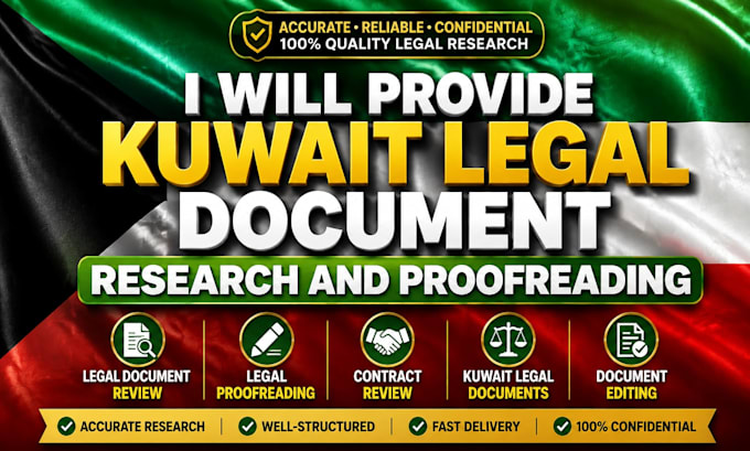 provide kuwait legal document research and proofreading