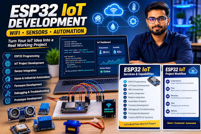 develop esp32 iot projects with sensors and wifi