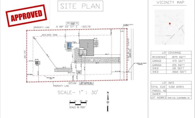 draw professional 2d site plan plot plan property layout and permit plan