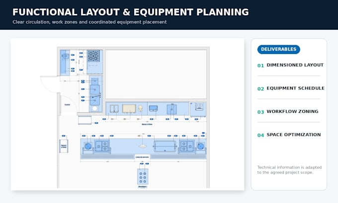 design commercial kitchen layouts and technical drawings