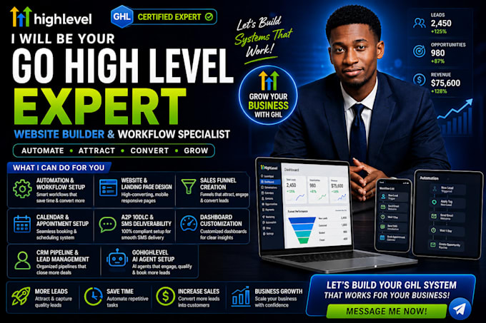 be go high level expert go high level website builder go high level workflow