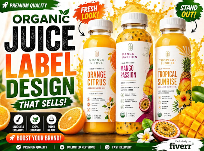 design professional juice and beverage labels