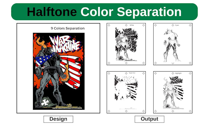 do professional screen print color separation with halftone
