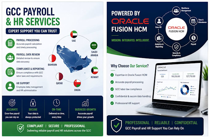 provide gcc payroll processing and HR support using oracle