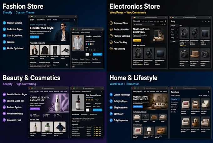 build a professional wordpress or shopify store