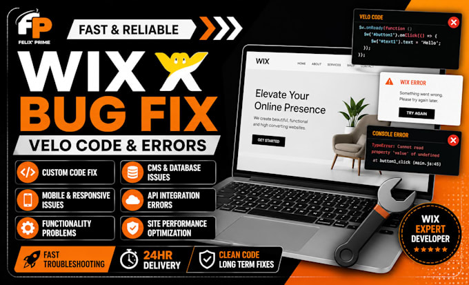 fix wix website bugs, wix velo code errors and custom coding issues