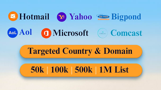 provide hotmail, comcast, yahoo, optonline, roadrunner lead list
