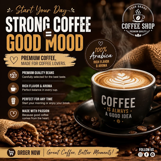 design professional social media posts for coffee shops