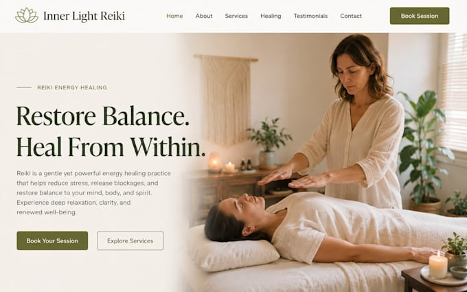 design squarespace reiki energy healer holistic website
