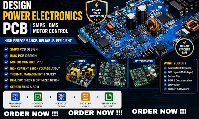 design power electronics pcb for smps bms and motor control