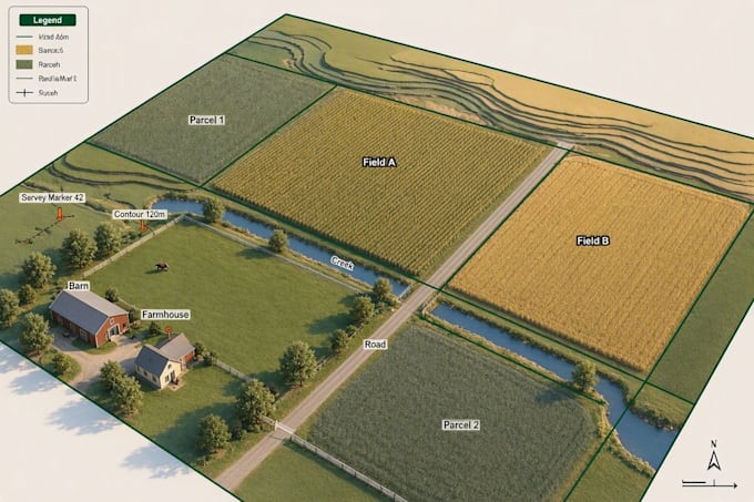 do farm land map, agricultural map, property map, land survey map, gis map