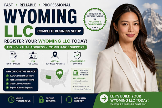 register wyoming llc with ein, virtual address and compliance support