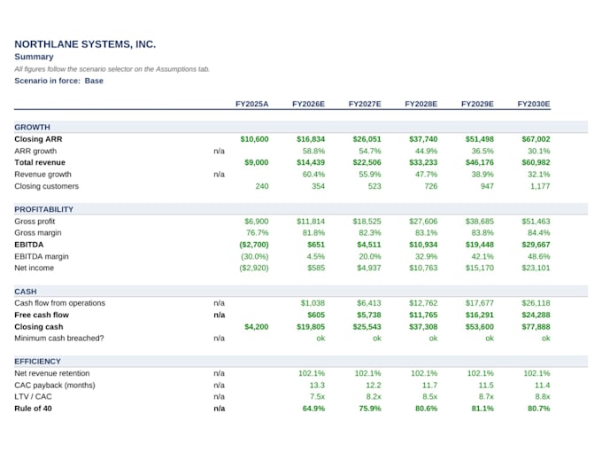 build an investor ready financial model with projections and scenarios
