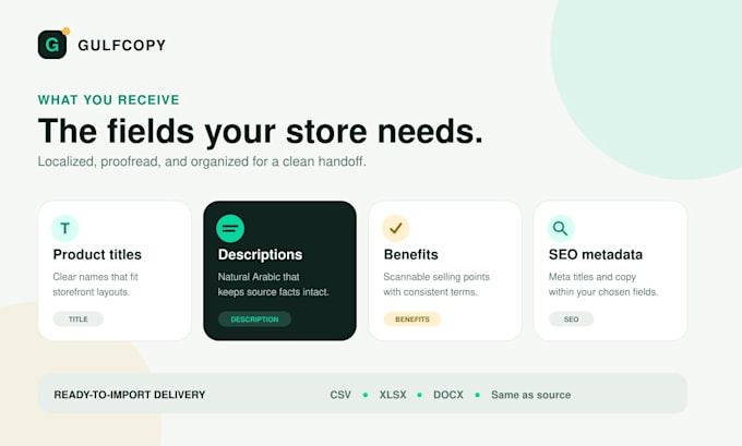 translate and localize ecommerce product listings into natural arabic