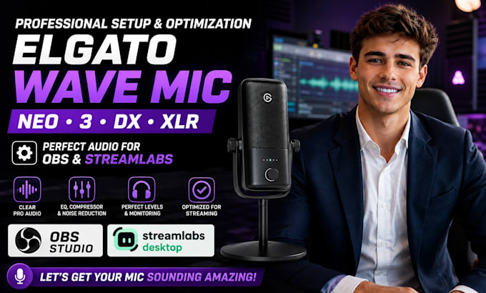 setup elgato wave mic neo, 3, dx, xlr for obs streamlabs